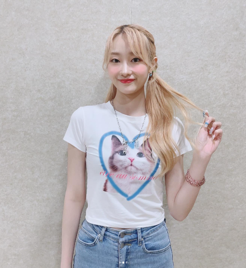 Wear Idol Skyree (Heart Cat Face Half T-shirt)